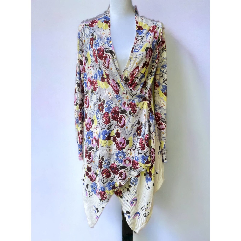 Womens ANTHROPOLOGIE Guinevere Bramble Waves Cardigan floral warp Sz M Cottage